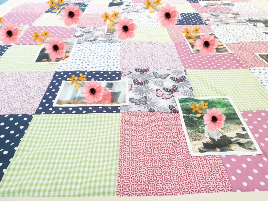 Atelier MiaMia Patchwork Fotodecke das Ultimative Geschenk für die Familie den Verein die Schule oder zum Geburtstag der Eltern Omas und Opas