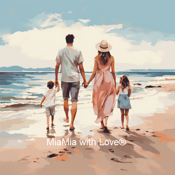 Familie am Strand Stoff Panel, Stoffdruck, personalisierte Designs, wasserdichter Canvas, Geschenkideen von Atelier MiaMia