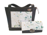 Handtasche einzeln oder im Set mit Geldbörse und Kosmetiktasche Eukalyptus von Atelier MiaMia