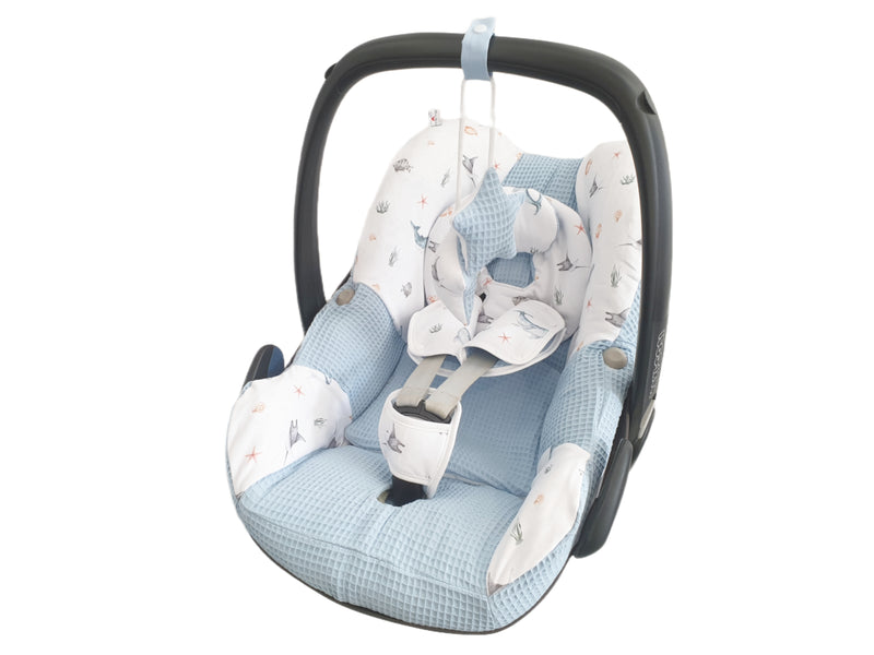 Maxi Cosi Babyschalenbezug, Ersatzbezug oder Spannbezug maritim hellblau von Atelier MiaMia