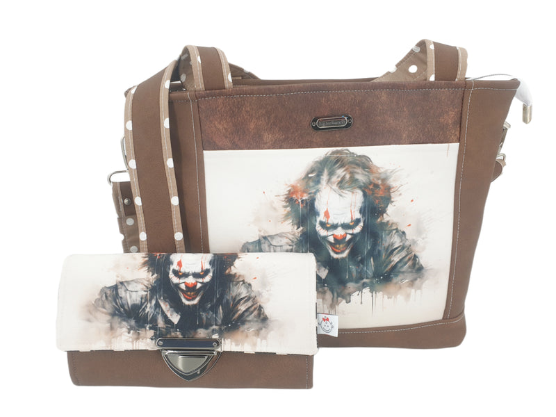 Handtasche einzeln oder im Set mit Geldbörse und Kosmetiktasche Clown von Atelier MiaMia