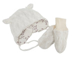 Atelier MiaMia Beanie Set hat lined with ribbons and scarf bear forest animals No. 2