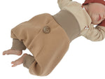 Coole Pumphose oder Babyset mit Knopf bis Gr. 140 dunkles beige von Atelier MiaMia