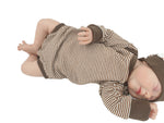 Body kurz und lang ärmlig auch als Baby Set braun Streifen von Atelier MiaMia