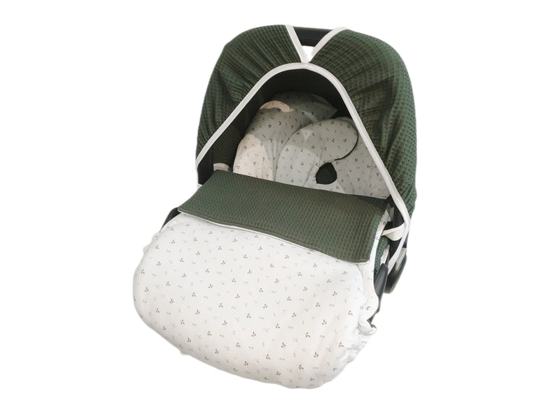 Maxi Cosi Babyschalenbezug, Ersatzbezug oder Spannbezug dunkelgrün kleine Blätter von Atelier MiaMia