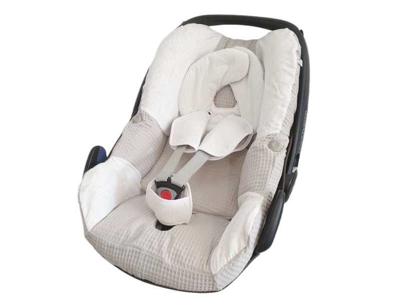 Maxi Cosi Babyschalenbezug, Ersatzbezug oder Spannbezug grau  Tupfen von Atelier MiaMia