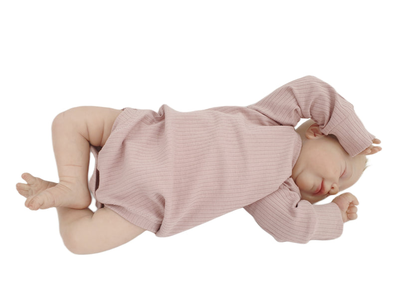 Body kurz und lang ärmelig auch als Baby Set altrosa breite Rippe von Atelier MiaMia