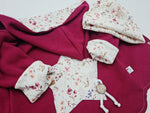 Kaputzenjacke Baby Kind Größe 50-140 Designer Jacke Limitiert !! bordeaux Blumen  von Atelier MiaMia