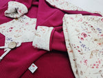 Kaputzenjacke Baby Kind Größe 50-140 Designer Jacke Limitiert !! bordeaux Blumen  von Atelier MiaMia