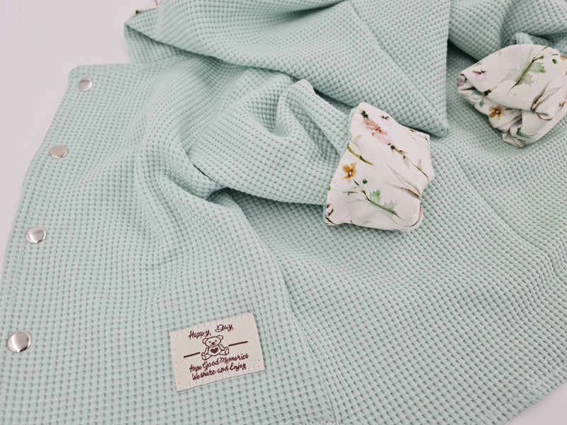 Kaputzenjacke Baby Kind Größe 50-140 Designer Jacke Limitiert !! Blumen mint von Atelier MiaMia