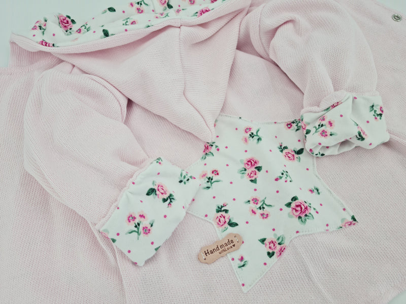 Kaputzenjacke Baby Kind Größe 50-140 Designer Jacke Limitiert !! Rosen/rosa von Atelier MiaMia