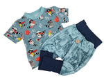 Coole Pumphose oder Babyset mit Knopf bis Gr. 140 blau von Atelier MiaMia