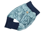Coole Pumphose oder Babyset mit Knopf bis Gr. 140 blau von Atelier MiaMia