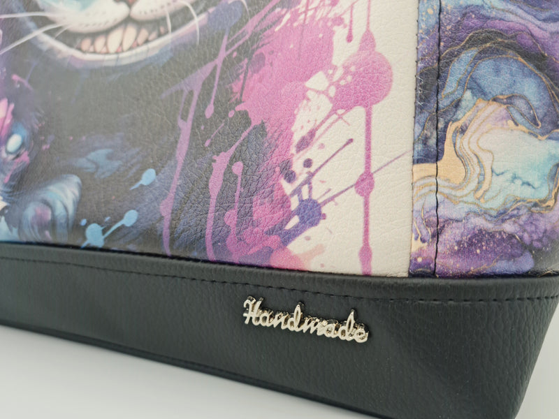 Handtasche einzeln oder im Set mit Geldbörse und Kosmetiktasche Grinsekatze von Atelier MiaMia