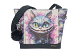 Handtasche einzeln oder im Set mit Geldbörse und Kosmetiktasche Grinsekatze von Atelier MiaMia