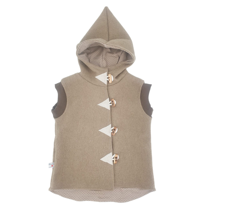 Walk - Kaputzenweste Baby Kind Größe 56-140 Jacke Limitiert !! Walk -Weste beige von Atelier MiaMia