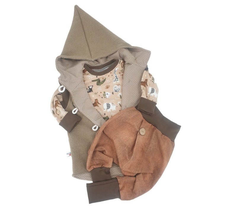 Walk - Kaputzenweste Baby Kind Größe 56-140 Jacke Limitiert !! Walk -Weste beige von Atelier MiaMia