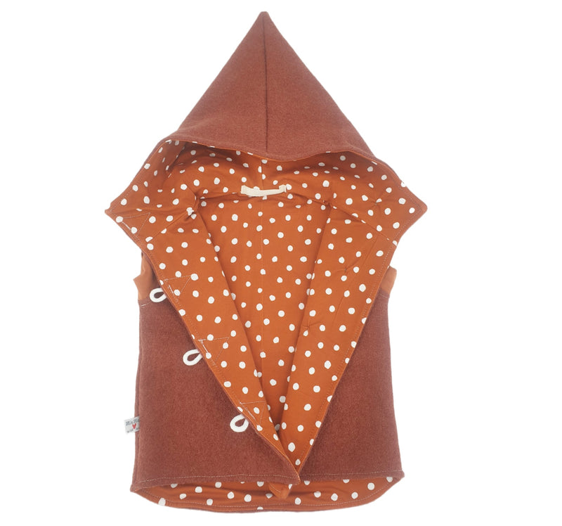 Walk - Kaputzenweste Baby Kind Größe 56-140 Jacke Limitiert !! Walk -Weste terracotta von Atelier MiaMia