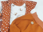 Atelier MiaMia Cool bloomers or baby set with button up to size. 140 Cord Terracotta