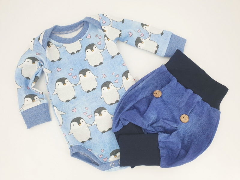 Atelier MiaMia body short and long sleeves also as baby set penguins 11