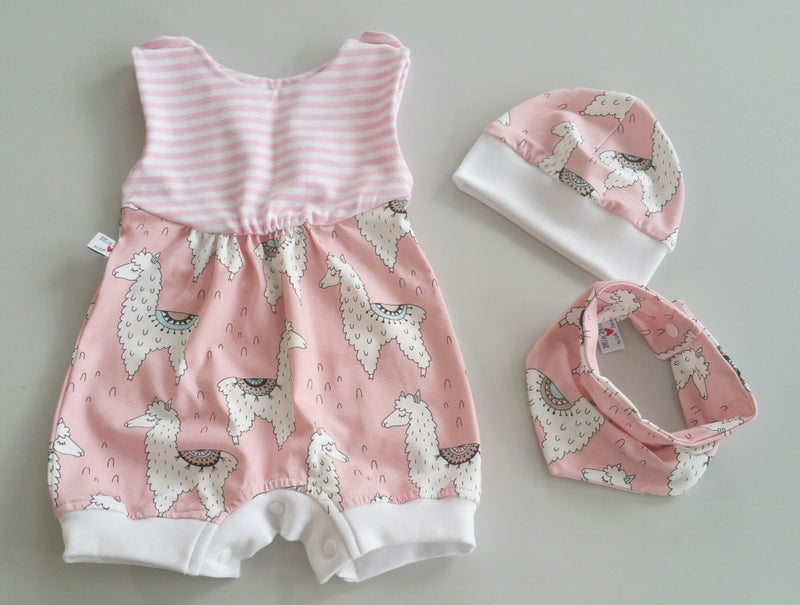 Pagliaccetto estivo corto Atelier MiaMia disponibile anche come baby set Rosa Lama 112