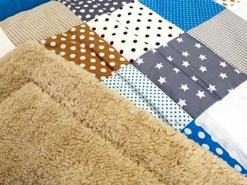 Atelier MiaMia blanket patchwork dots stars blue with embroidery 12