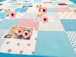 Kuscheldecke als Fotodecke Hellblau Blumenmuster Sterne mit Bildern 12 von Atelier MiaMia
