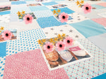 Atelier MiaMia coperta coccolosa come da foto coperta motivo floreale azzurro stelle con foto 12