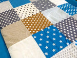 Atelier MiaMia coperta patchwork pois stelle blu con ricamo 12