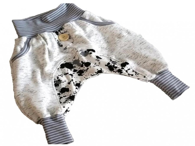 Atelier MiaMia - Popo Bloomers gr. 46-110 anche come set con cappello e sciarpa nero macchie di vernice grigio 12