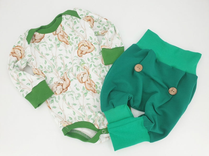 Atelier MiaMia body with short and long sleeves also available as a baby set sloth green 13
