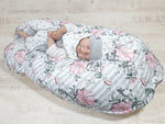 Atelier MiaMia cuscino per allattamento o cuscino per traversina laterale cuscino per posizionamento chiave rose fiori 139