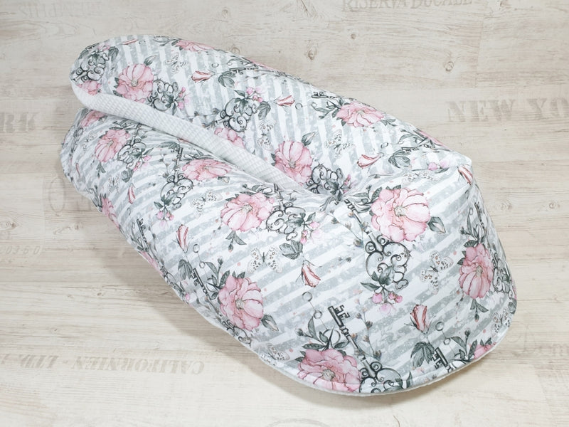 Atelier MiaMia cuscino per allattamento o cuscino per traversina laterale cuscino per posizionamento chiave rose fiori 139