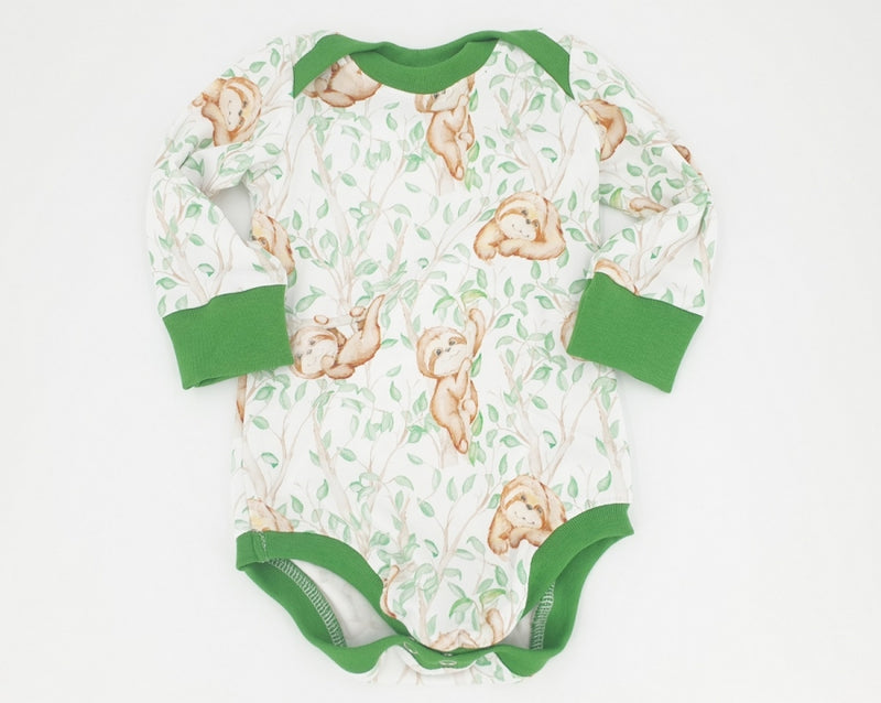 Body kurz und lang ärmlig auch als Baby Set Faultier Grün 13 von Atelier MiaMia