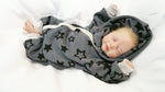 Overall Baby Kind von 50 bis 110 Designer Wellnessoverall Sterne Grau Alpenfleece 14 von Atelier MiaMia