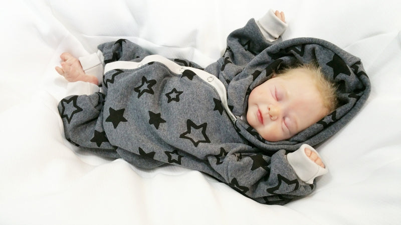 Atelier MiaMia - overall baby child from 50 to 110 designer wellness overall stars gray alpine fleece 14