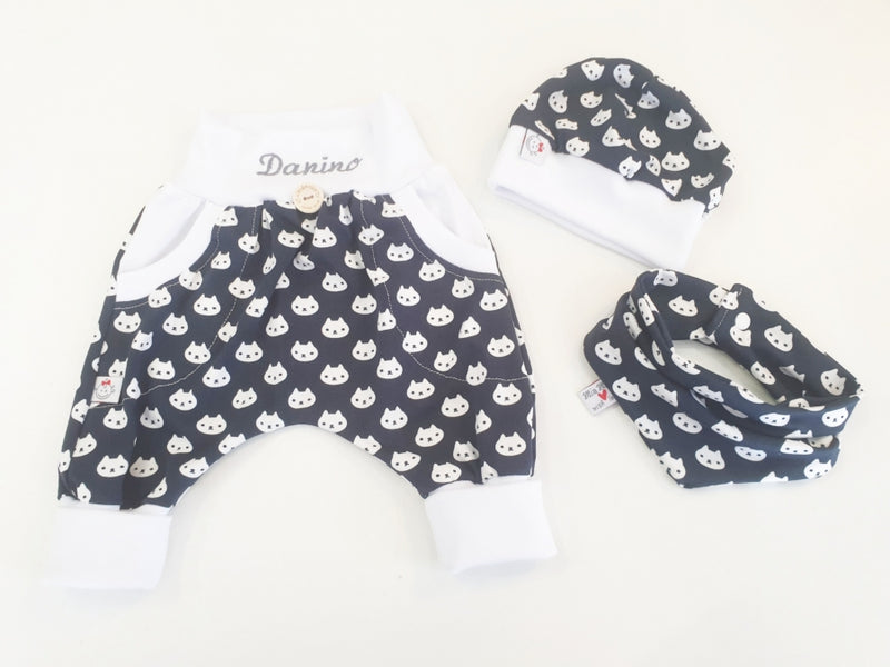 Coole Pumphose oder Babyset kurz und lang Kätzchen schwarz 14 von Atelier MiaMia