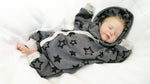 Overall Baby Kind von 50 bis 110 Designer Wellnessoverall Sterne Grau Alpenfleece 14 von Atelier MiaMia