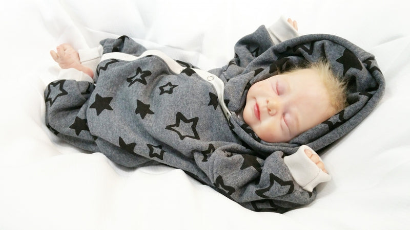 Overall Baby Kind von 50 bis 110 Designer Wellnessoverall Sterne Grau Alpenfleece 14 von Atelier MiaMia