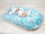 Atelier MiaMia Nursing Pillow or Side Sleeper Pillow Positioning Pillow Butterflies Light Blue 141