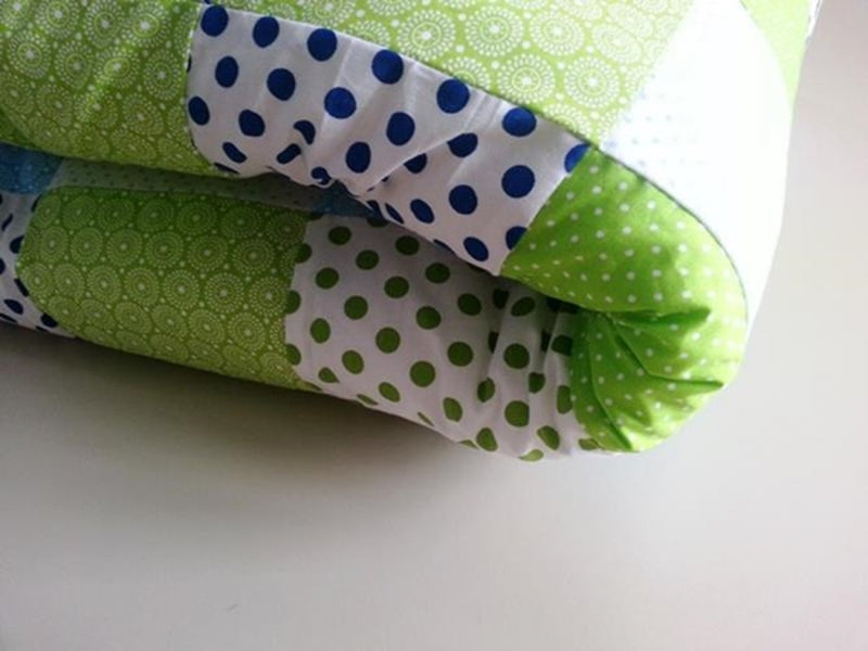 Atelier MiaMia coperta patchwork pois stelle strisce ornamenti verde con ricamo 15