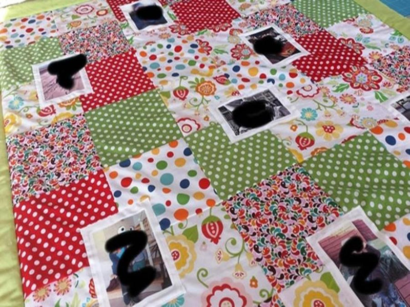 Atelier MiaMia cuddly blanket as a photo blanket colorful with flowers and star pattern with pictures 15