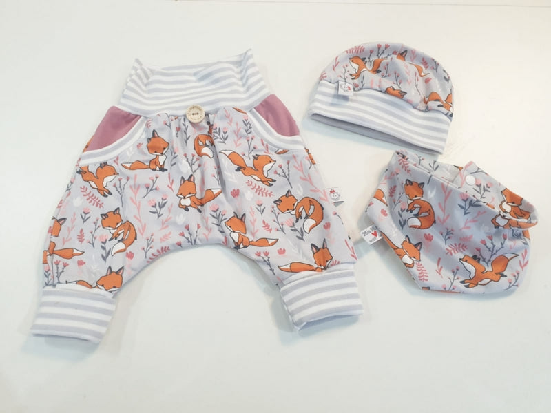 Atelier MiaMia Cool bloomers or baby set short and long foxes gray 15