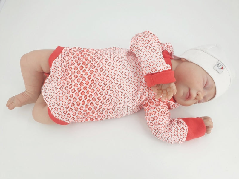 Atelier MiaMia body a maniche corte e lunghe anche da neonato fiori colore rosso sfumato 15