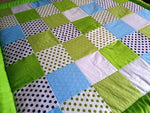 Atelier MiaMia blanket patchwork dots stars stripes ornaments green with embroidery 15