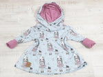 Hoodiekleid Baby Kind Größe 56-140 Designer Limitiert Püppchen 16 Hellgrau von Atelier MiaMia