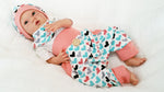 Atelier MiaMia Cool bloomers or baby set short and long turquoise apricot hearts 16