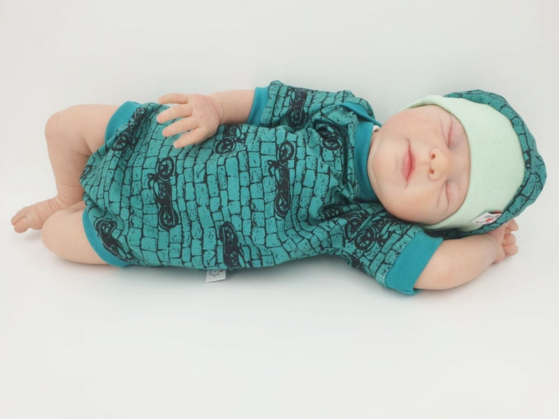 Atelier MiaMia Body with short and long sleeves, also available as a Baby Set Blue Biker 17