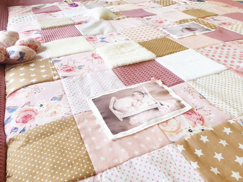 Atelier MiaMia coperta coccole come foto coperta rose maglia e waffle rosa antico con foto 17