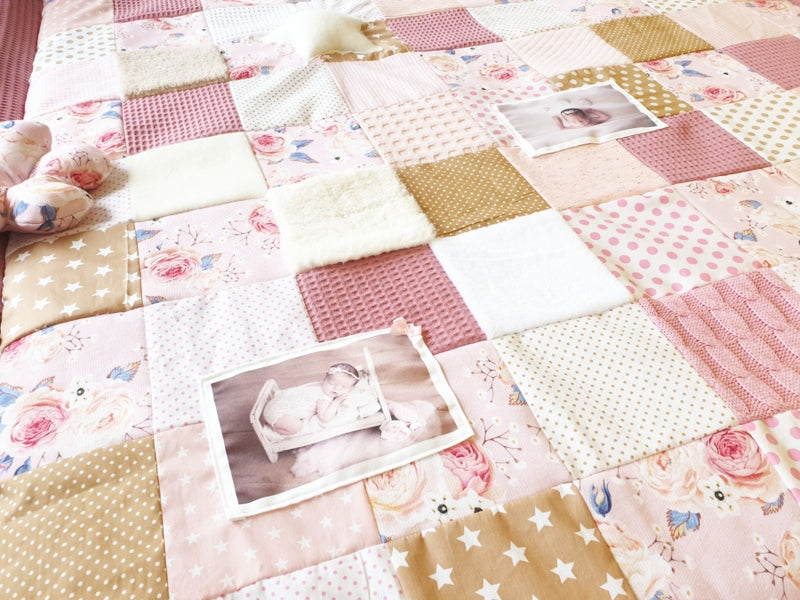 Atelier MiaMia coperta coccole come foto coperta rose maglia e waffle rosa antico con foto 17